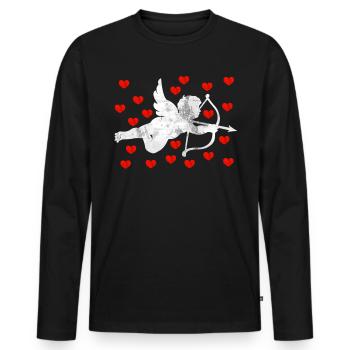 Ange cupidon - T-shirt manches longues Premium bio Homme - noir - Devant - Nico (187cm)