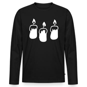 bougies - T-shirt manches longues Premium bio Homme - noir - Devant - Nico (187cm)