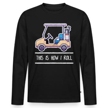 Golf - Männer Premium Bio Langarmshirt - Schwarz - Vorne - Nico (187cm)