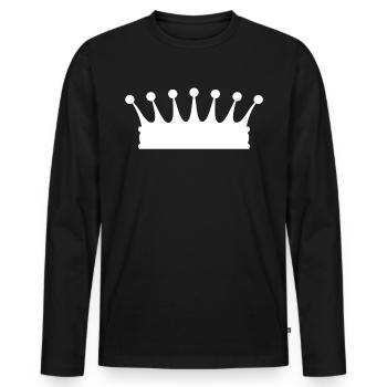 Krone - Männer Premium Bio Langarmshirt - Schwarz - Vorne - Nico (187cm)