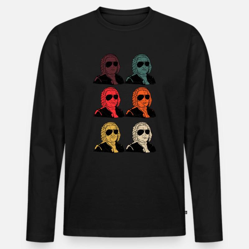 Back Klassik Musik Komponist - Männer Premium Bio Langarmshirt - Schwarz