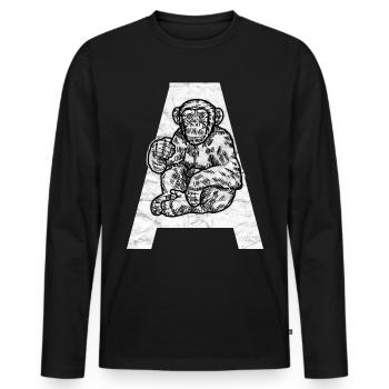 Chimpanzé de primate singe - T-shirt manches longues Premium bio Homme - noir - Devant - Nico (187cm)