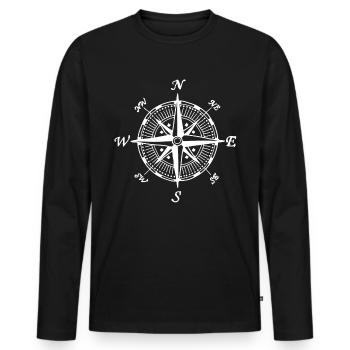 Kompass - Männer Premium Bio Langarmshirt - Schwarz - Vorne - Nico (187cm)