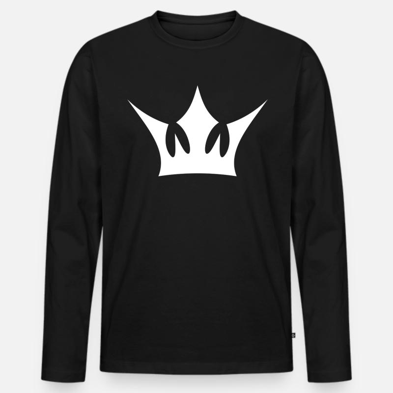 Krone - Männer Premium Bio Langarmshirt - Schwarz