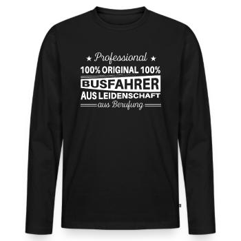 Chemises de chauffeur de bus / Paroles de chauffeur de bus / Chauffeur de bus professionnel - T-shirt manches longues Premium bio Homme - noir - Devant - Nico (187cm)