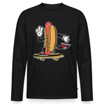 Hot Dog Skateboarder Skateboard skateboard skateboard - T-shirt manches longues Premium bio Homme - noir - Devant - Nico (187cm)