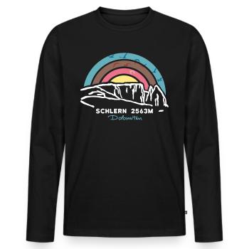 Sciliar Schlern Dolomiten Südtirol Italien Wandern - Männer Premium Bio Langarmshirt - Schwarz - Vorne - Nico (187cm)