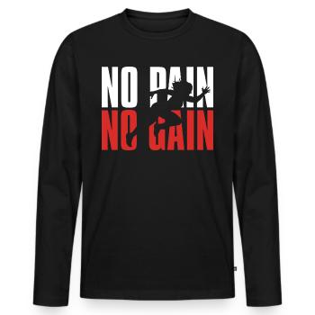 No Pain No Gain - Männer Premium Bio Langarmshirt - Schwarz - Vorne - Nico (187cm)