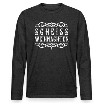 Scheiss Weihnachten - Männer Premium Bio Langarmshirt - Anthrazit meliert - Vorne - Nico (187cm)