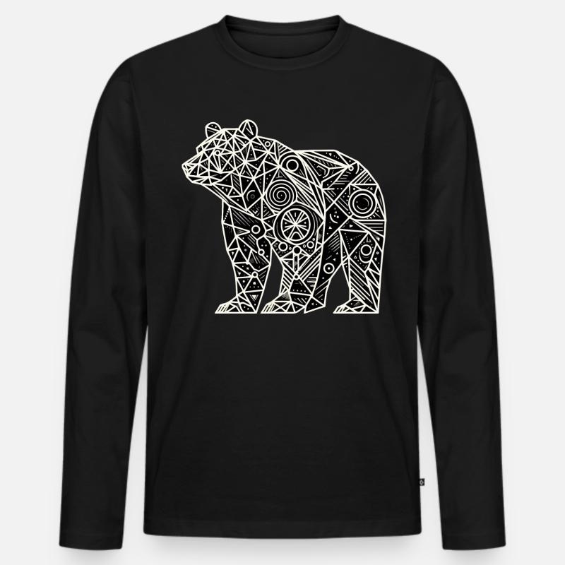 Bär Polygon - Männer Premium Bio Langarmshirt - Schwarz