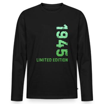 80e anniversaire 1945 Édition limitée - T-shirt manches longues Premium bio Homme - noir - Devant - Nico (187cm)