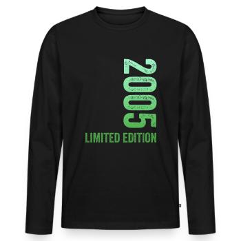 20e anniversaire 2005 Édition limitée - T-shirt manches longues Premium bio Homme - noir - Devant - Nico (187cm)