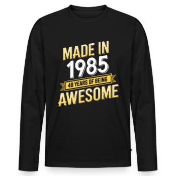 Fabriqué en 1985 40 ans d’être génial - T-shirt manches longues Premium bio Homme - noir - Devant - Nico (187cm)