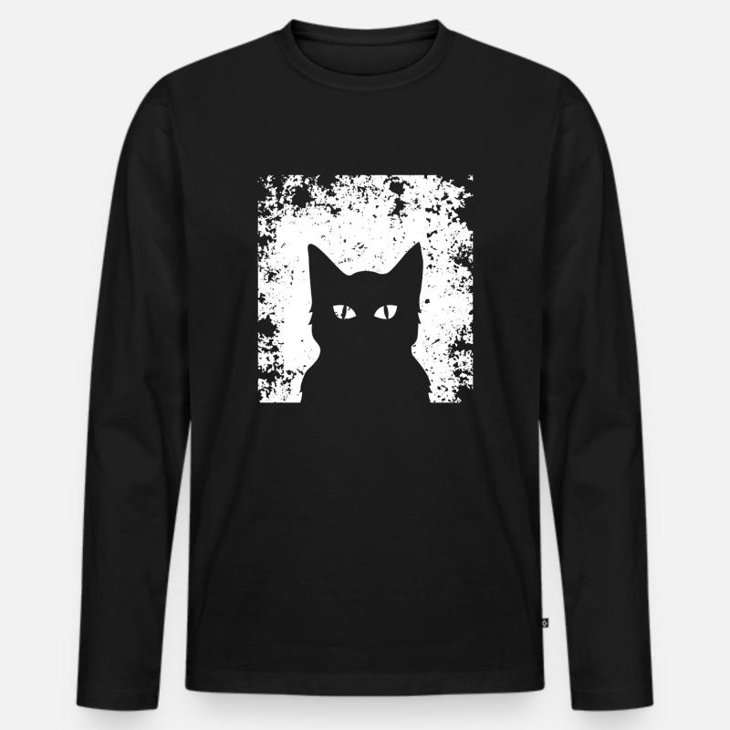 Tolle Katzen Silhouette ! Geschenkidee Katze - Männer Premium Bio Langarmshirt - Schwarz