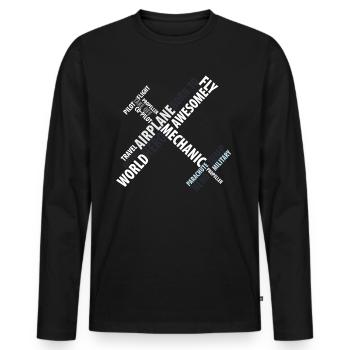 airplane - Men's Premium Organic Long Sleeve Shirt - black - Front - Nico (187cm)