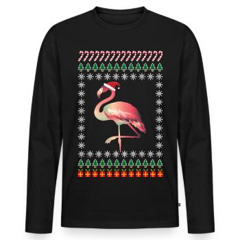 Noël moche Flamingo Christmas - T-shirt manches longues Premium bio Homme - noir - Devant - Nico (187cm)