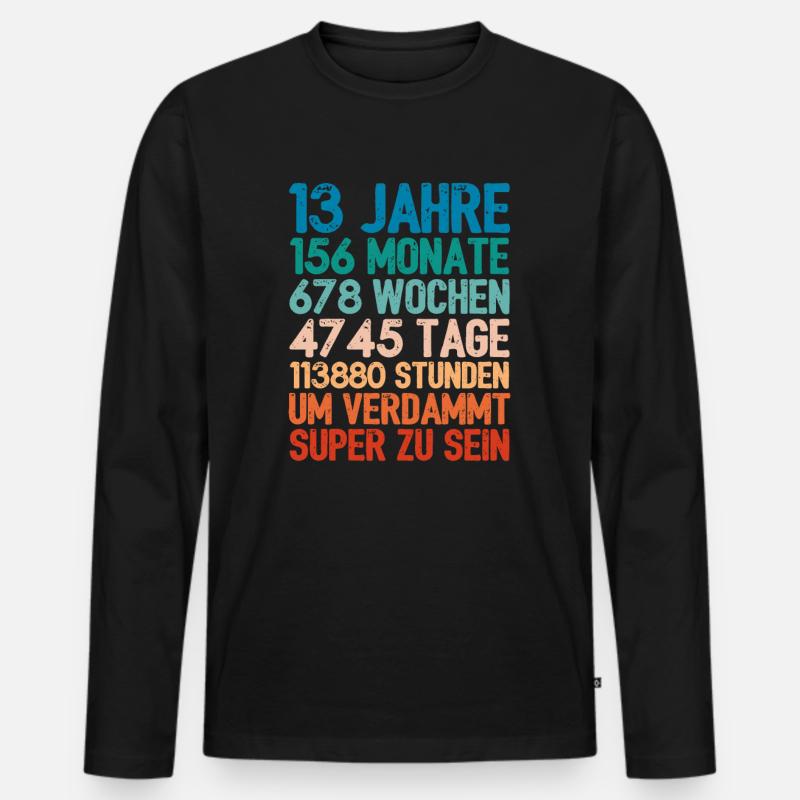 Geburtstagsgeschenk Für 13 Jährige 13. Geburtstag - Männer Premium Bio Langarmshirt - Schwarz