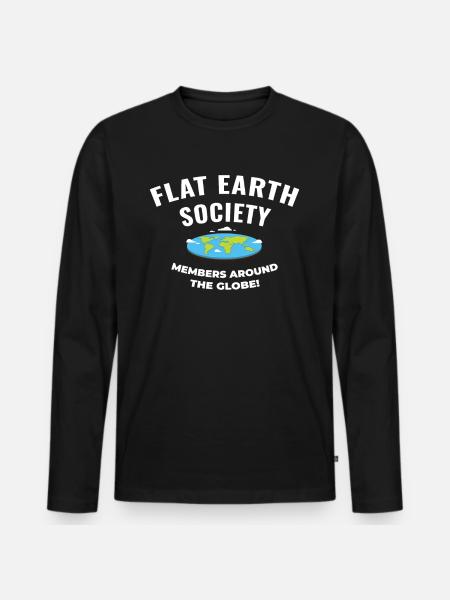 Flat Earth Shirt Society Flache Erde Karte Scheibe - Männer Premium Bio Langarmshirt - Schwarz