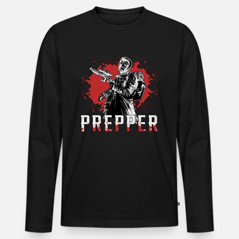 Prepper Survival Apocalypse Survival Gift Idea - Maglia a manica lunga ecologica premium da uomo - nero