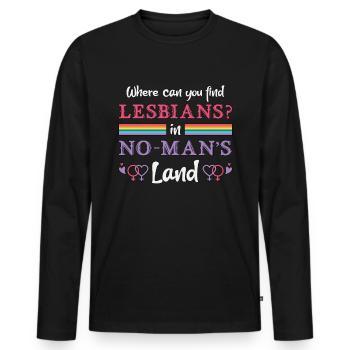 Lesbisch Lesbe Lesben LGBT Regenbogen Geschenk - Männer Premium Bio Langarmshirt - Schwarz - Vorne - Nico (187cm)