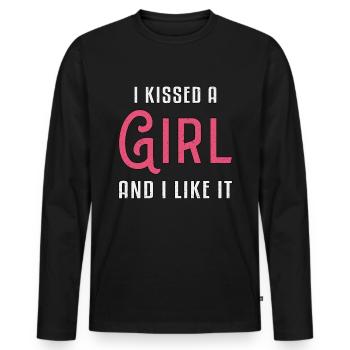 Lesbisch Lesbe Lesben LGBT Regenbogen Geschenk - Männer Premium Bio Langarmshirt - Schwarz - Vorne - Nico (187cm)