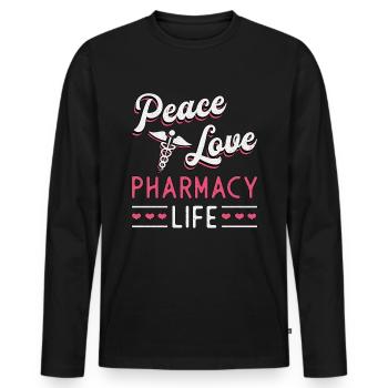 Pharmacy Technician Pharmacy Technician Gift - Men's Premium Organic Long Sleeve Shirt - black - Front - Nico (187cm)