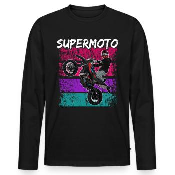Supermoto / Supermotard / Supermoto Wheelie - Männer Premium Bio Langarmshirt - Schwarz - Vorne - Nico (187cm)