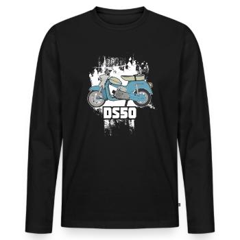 DS50 / Schwalbenfahrer / Ostalgie / Mofa Oldtimer - T-shirt manches longues Premium bio Homme - noir - Devant - Nico (187cm)