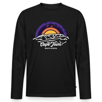 Cape Town, Cape Town, Table Mountain, Table Mountain Hiking - Men's Premium Organic Long Sleeve Shirt - black - Front - Nico (187cm)
