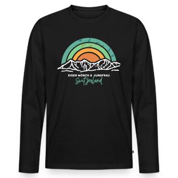 Eiger Mönch Jungfrau Jungfraujoch Schweiz Souvenir - Männer Premium Bio Langarmshirt - Schwarz - Vorne - Nico (187cm)