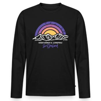 Eiger Mönch Jungfrau Jungfraujoch Schweiz Wandern - Männer Premium Bio Langarmshirt - Schwarz - Vorne - Nico (187cm)