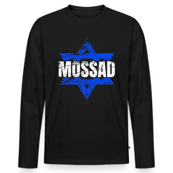 Mossad Israël Renseignement israélien Tel Aviv - T-shirt manches longues Premium bio Homme - noir - Devant - Nico (187cm)