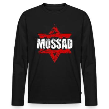 Mossad Israël Renseignement israélien Tel Aviv - T-shirt manches longues Premium bio Homme - noir - Devant - Nico (187cm)