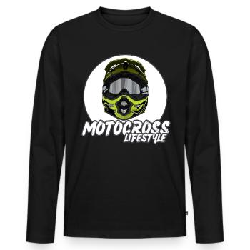 Motocross / Enduro / Freestyle mx / Dirtbike retro - Männer Premium Bio Langarmshirt - Schwarz - Vorne - Nico (187cm)
