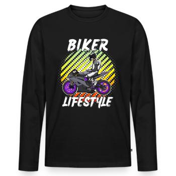 Motorcycle Lifestyle / Motorcycle / Motorcycle biker - Men's Premium Organic Long Sleeve Shirt - black - Front - Nico (187cm)