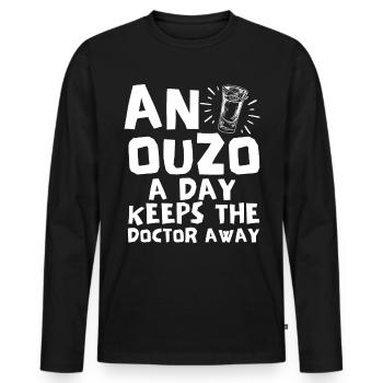 Ouzo Spruch für Griechen One Ouzo a Day Ouzo Party - Männer Premium Bio Langarmshirt - Schwarz - Vorne - Nico (187cm)