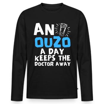 Ouzo Spruch für Griechen One Ouzo a Day Ouzo Party - Männer Premium Bio Langarmshirt - Schwarz - Vorne - Nico (187cm)