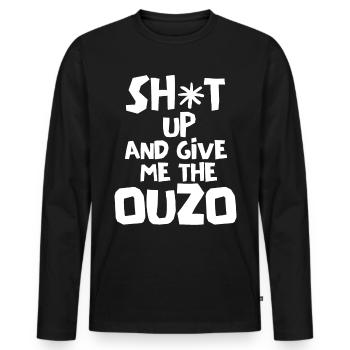 Ouzo Spruch für Griechen One Ouzo a Day Ouzo Party - Männer Premium Bio Langarmshirt - Schwarz - Vorne - Nico (187cm)
