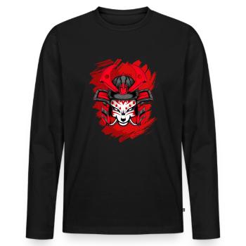 Kitsun Vaporwave Japanese Kami Vaporwave Kitsune - Men's Premium Organic Long Sleeve Shirt - black - Front - Nico (187cm)