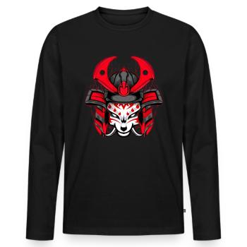 Kitsun Vaporwave Japanische Kami Vaporwave Kitsune - Männer Premium Bio Langarmshirt - Schwarz - Vorne - Nico (187cm)
