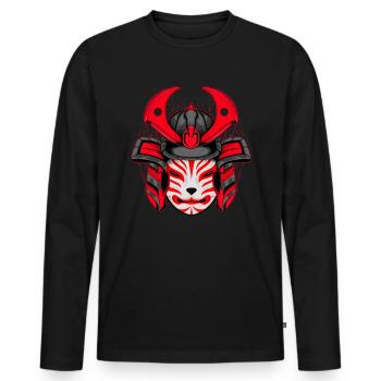 Kitsun Vaporwave Japonais Kami Vaporwave Kitsune - T-shirt manches longues Premium bio Homme - noir - Devant - Nico (187cm)