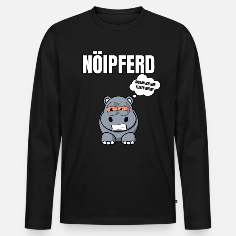 Gelangweiltes Nilpferd / Nölpferd / Keinen Bock - Männer Premium Bio Langarmshirt - Schwarz