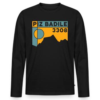 Piz Badile North Ridge Mountain Guide Escalade Voie Normale - T-shirt manches longues Premium bio Homme - noir - Devant - Nico (187cm)