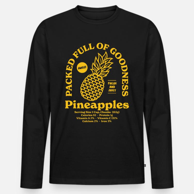 Ananas Ernährung - Männer Premium Bio Langarmshirt - Schwarz