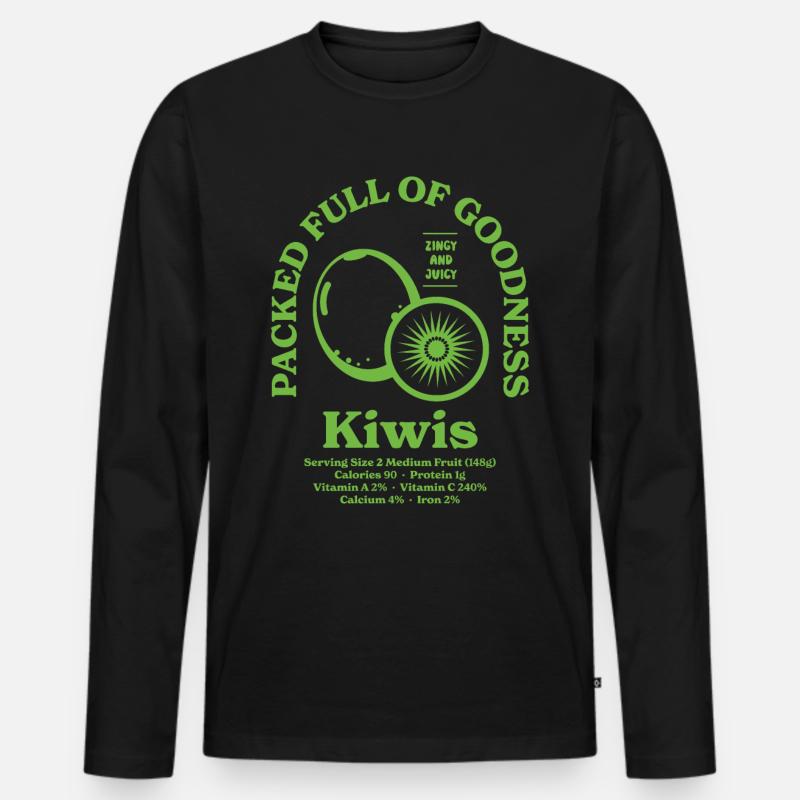 Kiwi Ernährung - Männer Premium Bio Langarmshirt - Schwarz