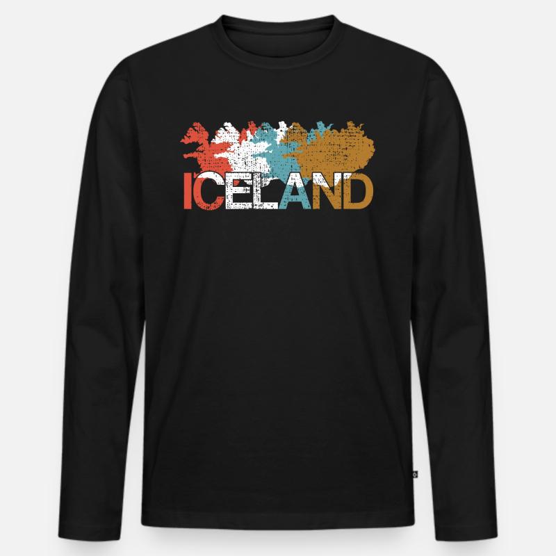Island - Männer Premium Bio Langarmshirt - Schwarz