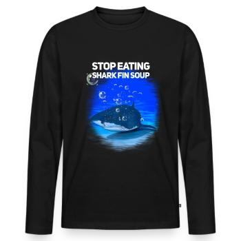 Arrêtez de manger de la soupe d'ailerons de requin - T-shirt manches longues Premium bio Homme - noir - Devant - Nico (187cm)