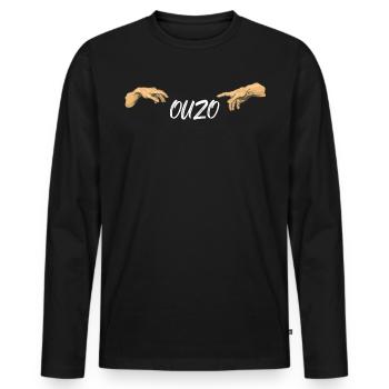 Ouzo disant pour les Grecs Un ouzo par jour - T-shirt manches longues Premium bio Homme - noir - Devant - Nico (187cm)