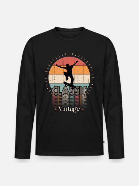 Vintage classic SKATE - Men's Premium Organic Long Sleeve Shirt - black