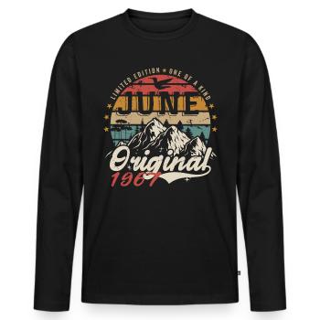 Juni 1967 Geburtstag Juni 1967 Geschenk Juni 1967 - Männer Premium Bio Langarmshirt - Schwarz - Vorne - Nico (187cm)